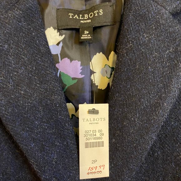 Talbots Navy Shetland Wool-Blend Blazer 2P - Picture 2 of 5